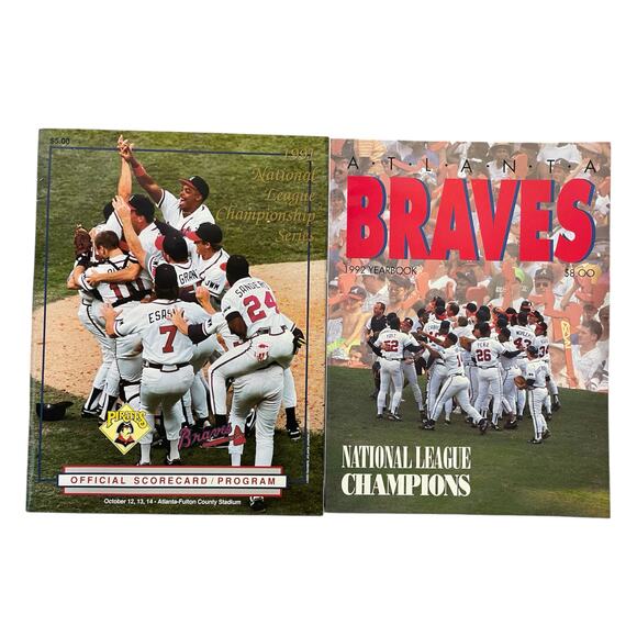 1992 Atlanta Braves Yearbook & NLCS Scorecard Lot MLB Baseball Champions Program - Picture 2 of 16